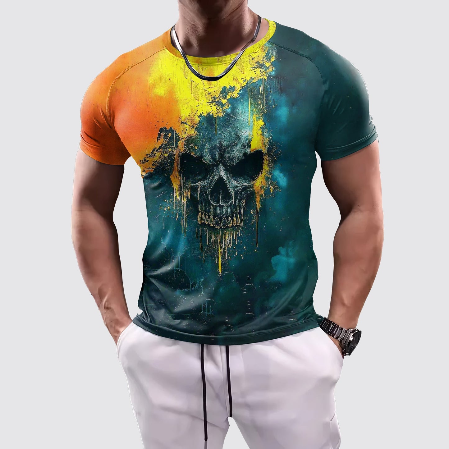 Skull 3D Tight-Fitting Tee- AA06038