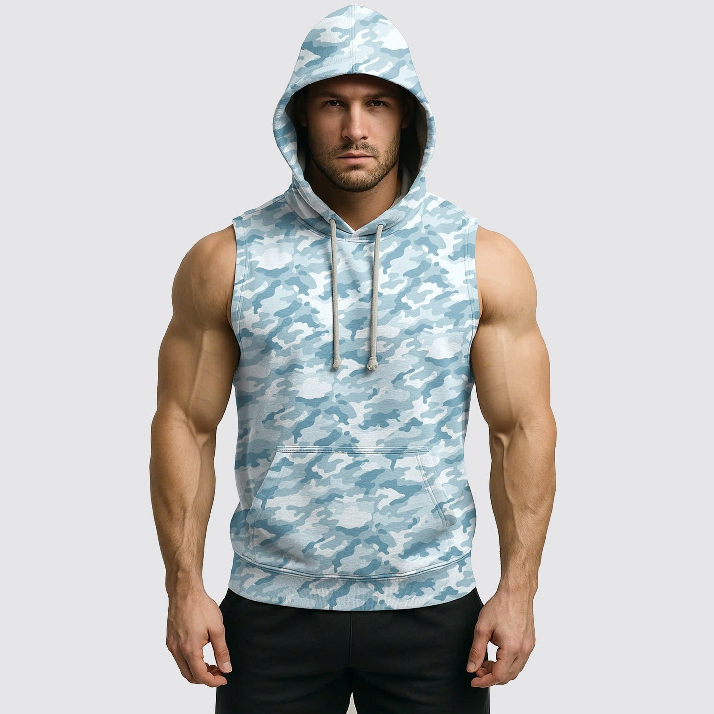 Men's Camo Sleeveless Hoodie- AA06588