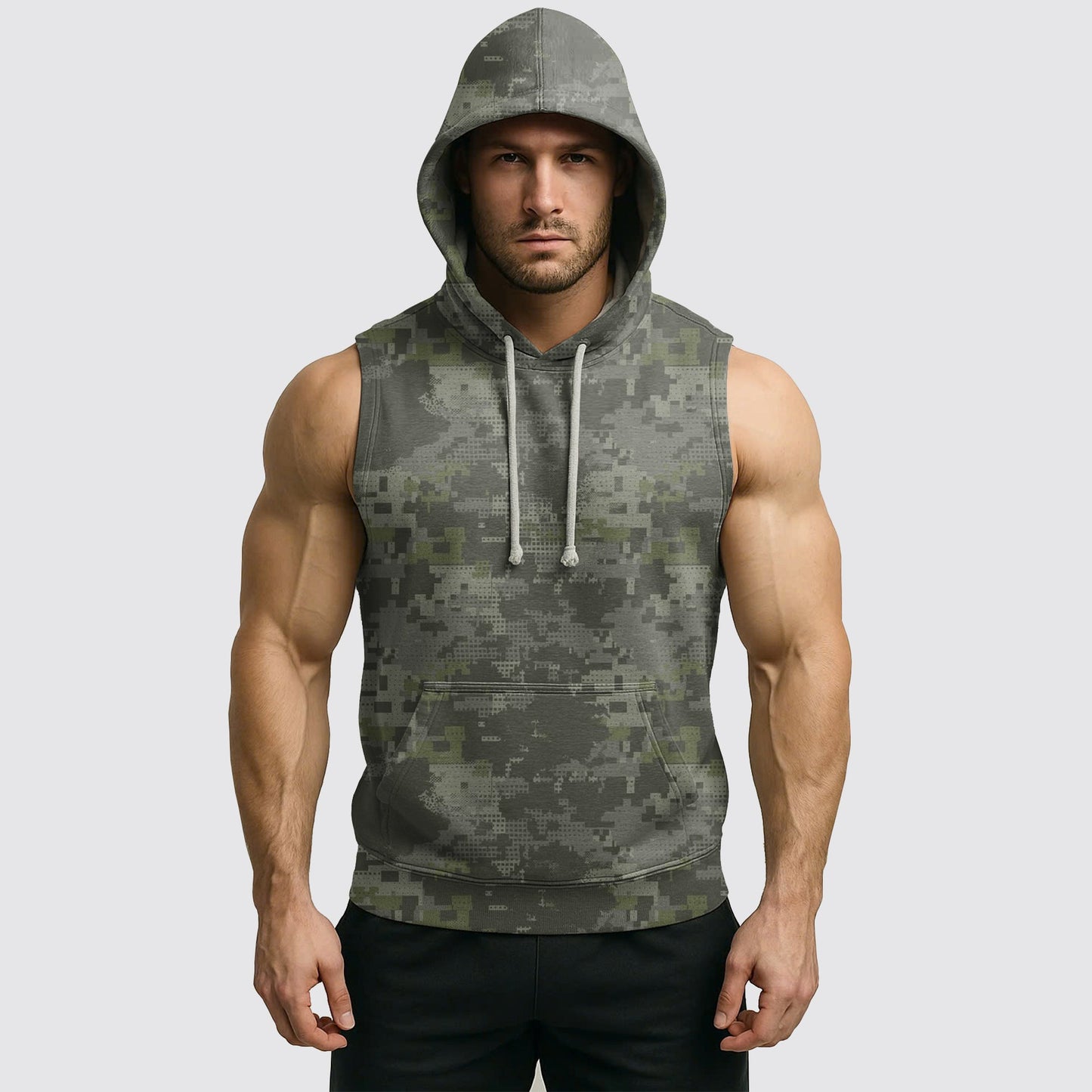 Men's Camo Sleeveless Hoodie- AA06590