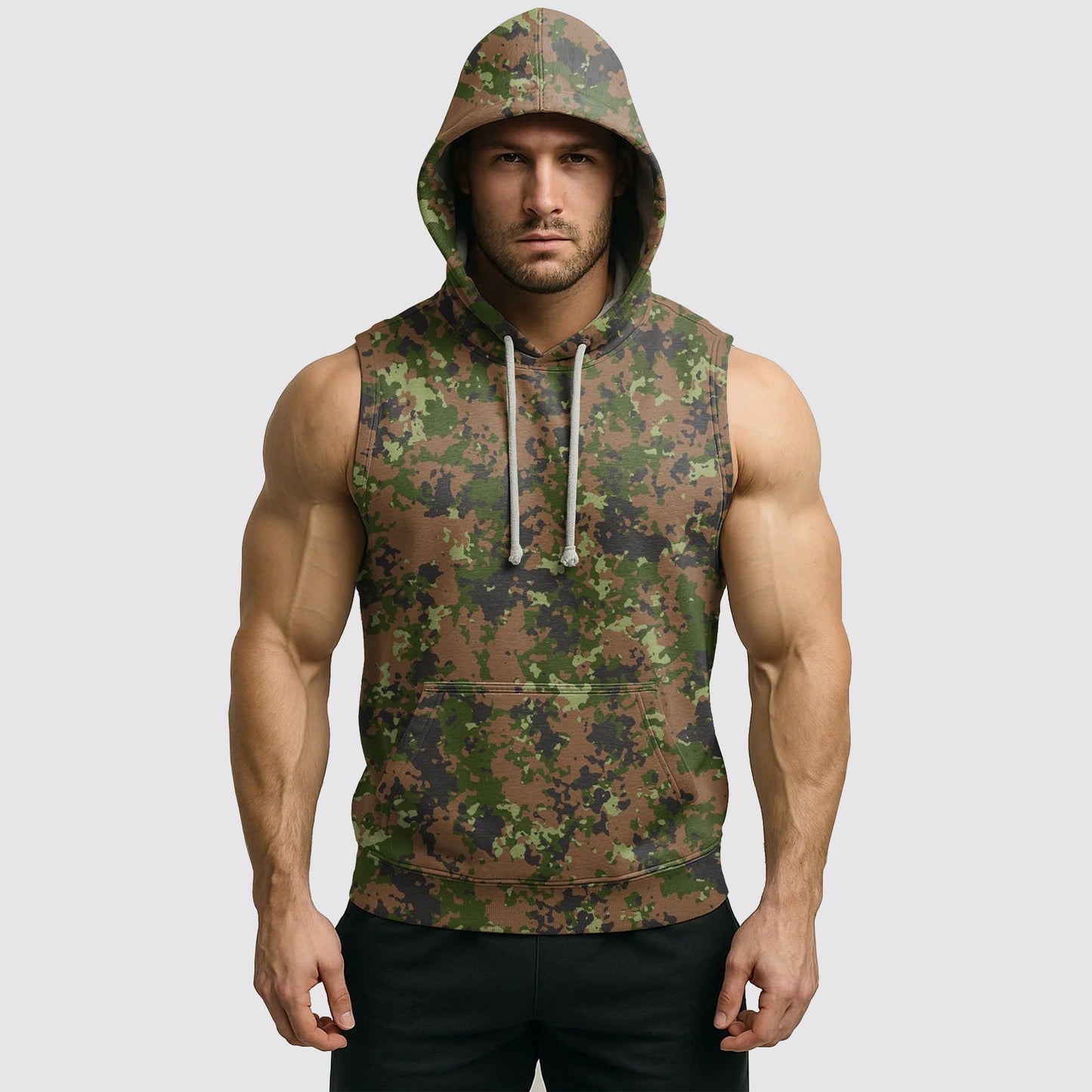 Men's Camo Sleeveless Hoodie- AA06608