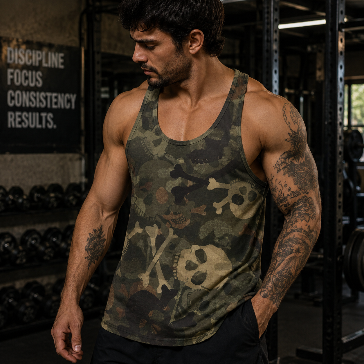 Camo Racerback Tank Top – Tactical Strength for Bodybuilders- AA07078