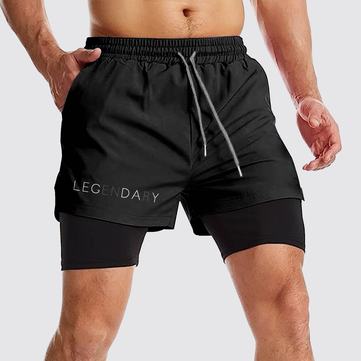 Double Layer Performance Shorts: Your Gym Training Essential!- AA01048