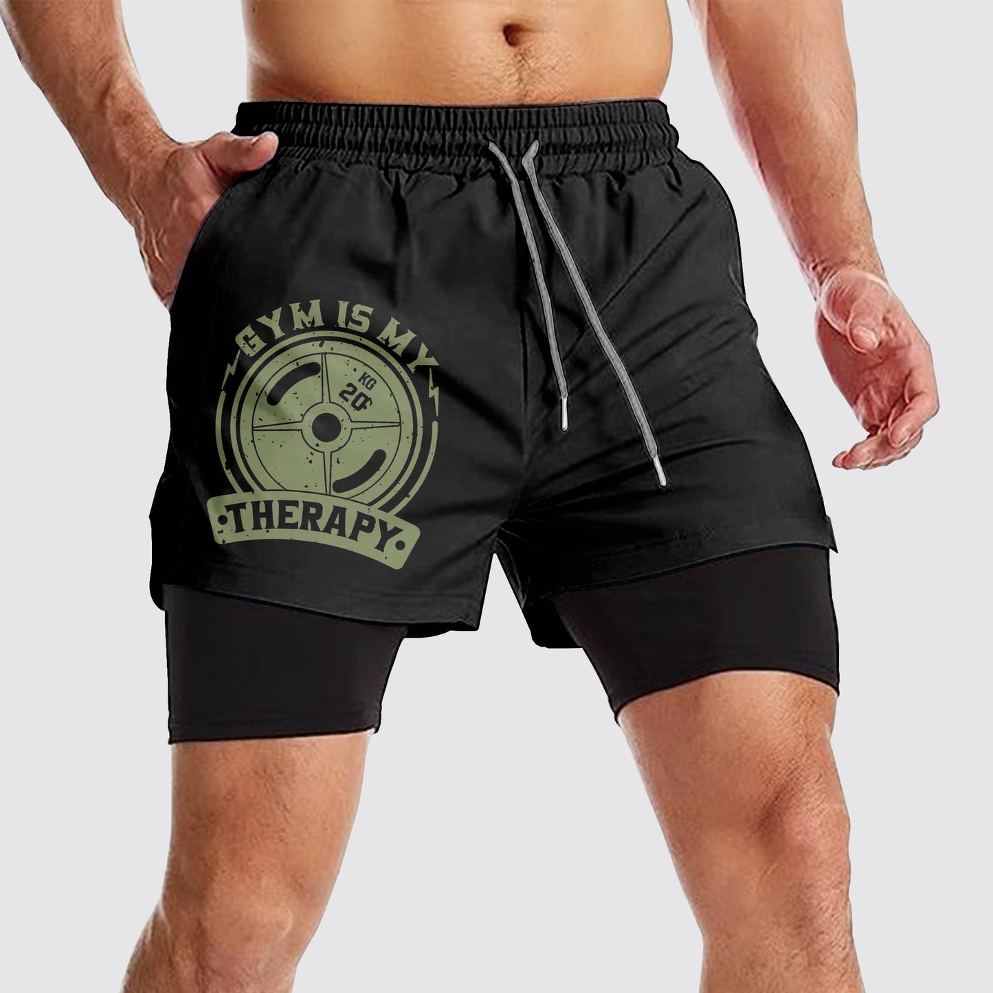 Double Layer Performance Shorts: Your Gym Training Essential!- AA01059