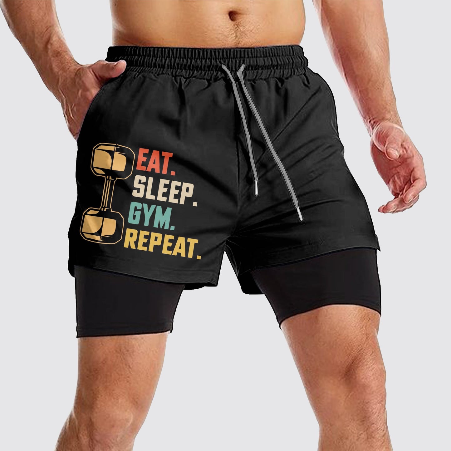 Double Layer Performance Shorts: Your Gym Training Essential!- AA01060