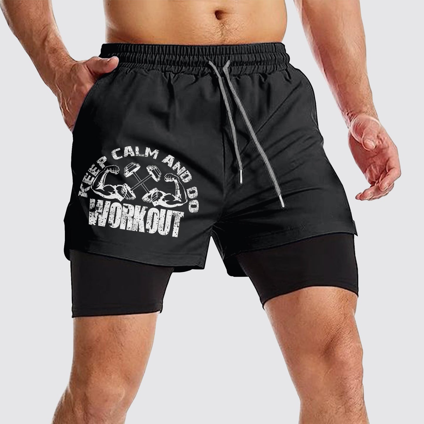 Double Layer Performance Shorts: Your Gym Training Essential!- AA01063