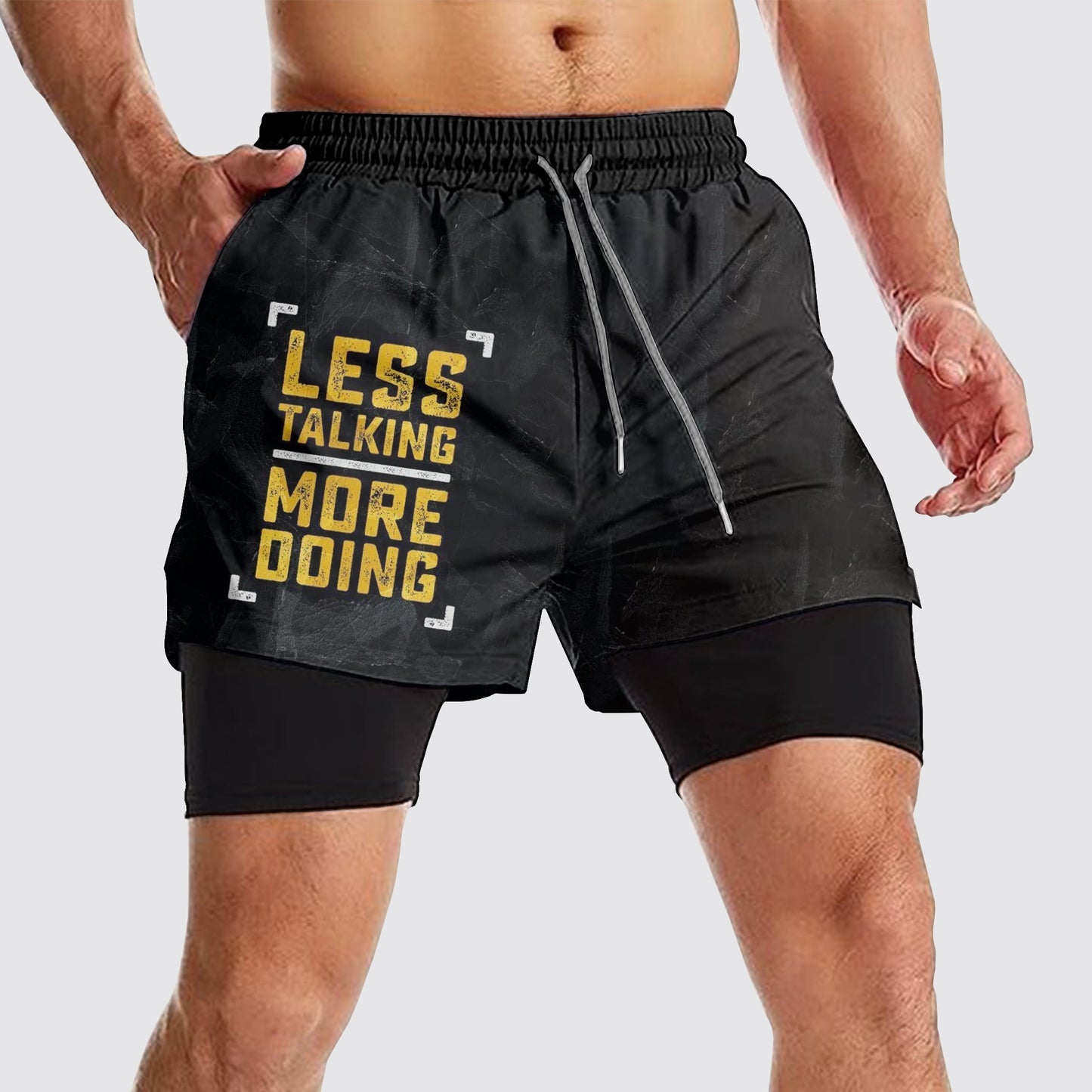 Double Layer Performance Shorts: Your Gym Training Essential!- AA01091