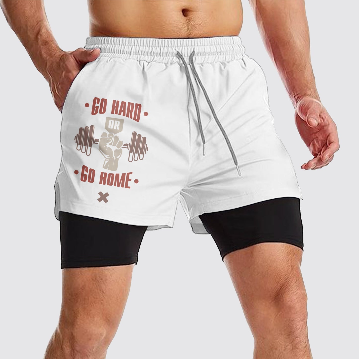 Double Layer Performance Shorts: Your Gym Training Essential!- AA02326