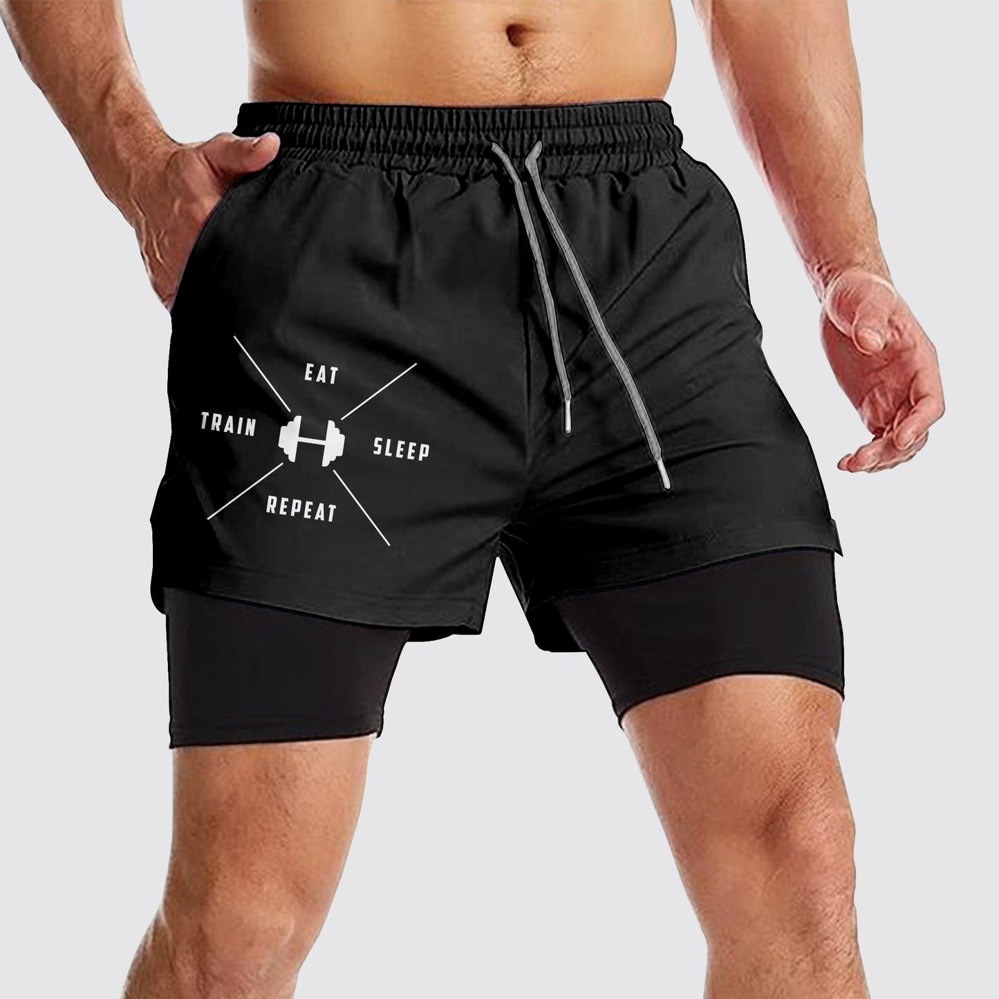 Double Layer Performance Shorts: Your Gym Training Essential!- AA02337