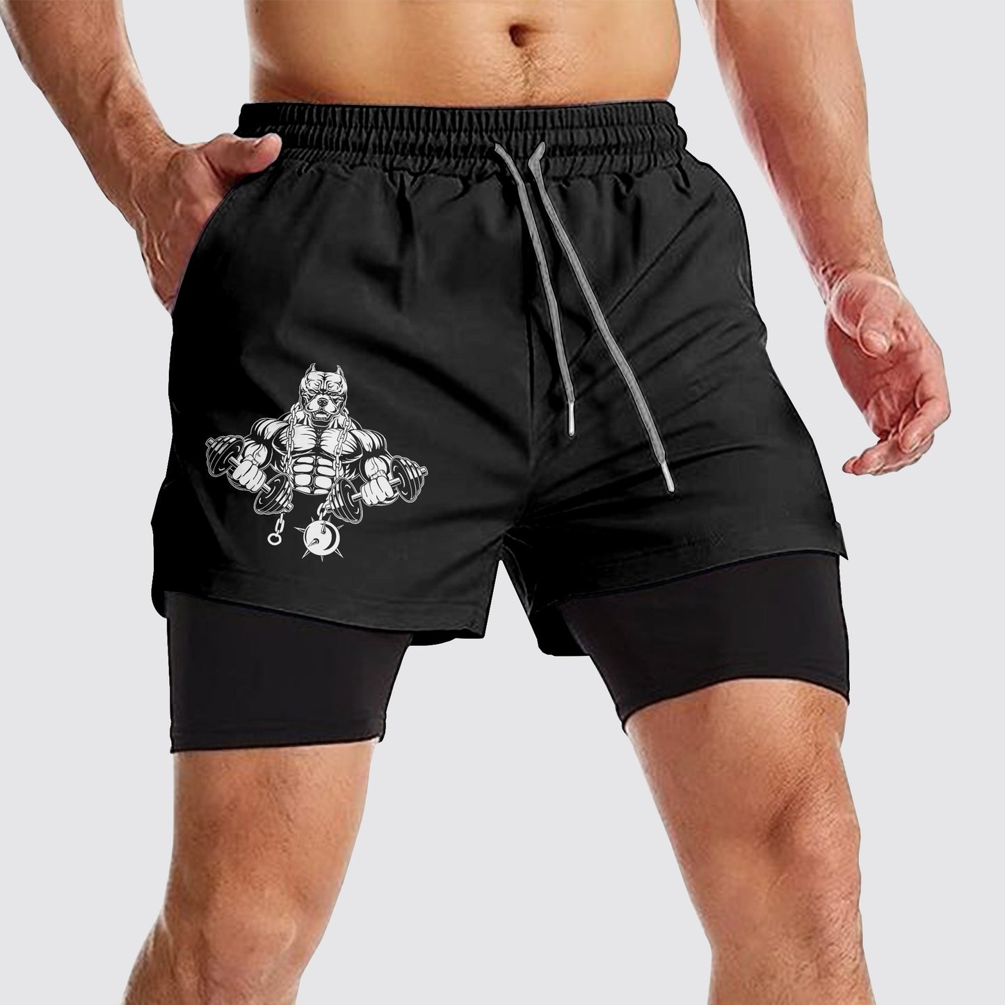 Double Layer Performance Shorts: Your Gym Training Essential!- AA02345