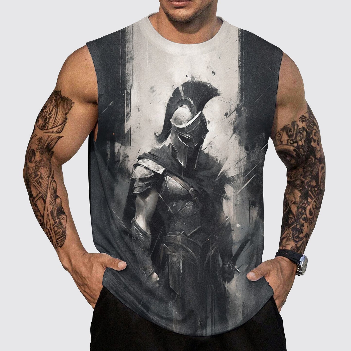 Warrior Spirit 3D Round Neck Tank Top- AA05421