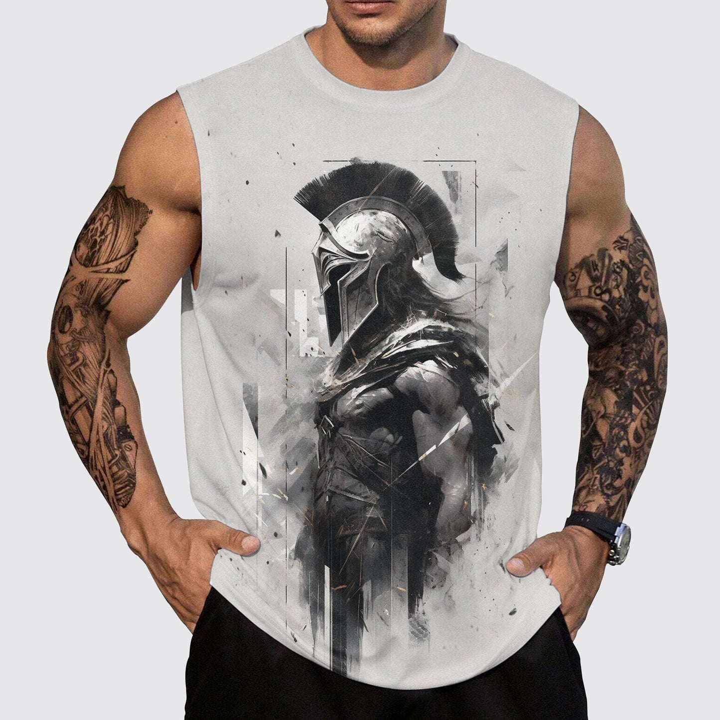 Warrior Spirit 3D Round Neck Tank Top- AA05422