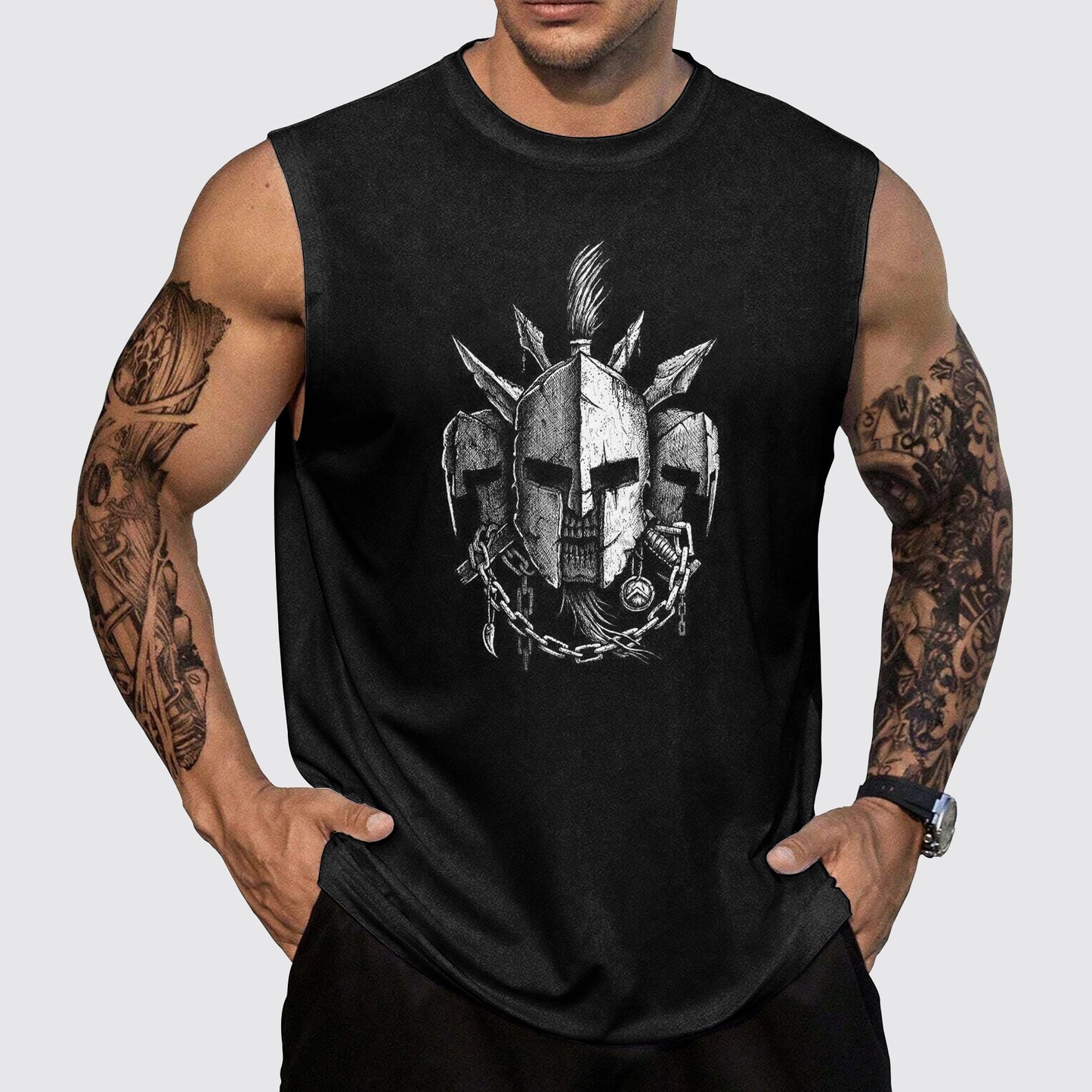 Warrior Spirit 3D Round Neck Tank Top- AA05425