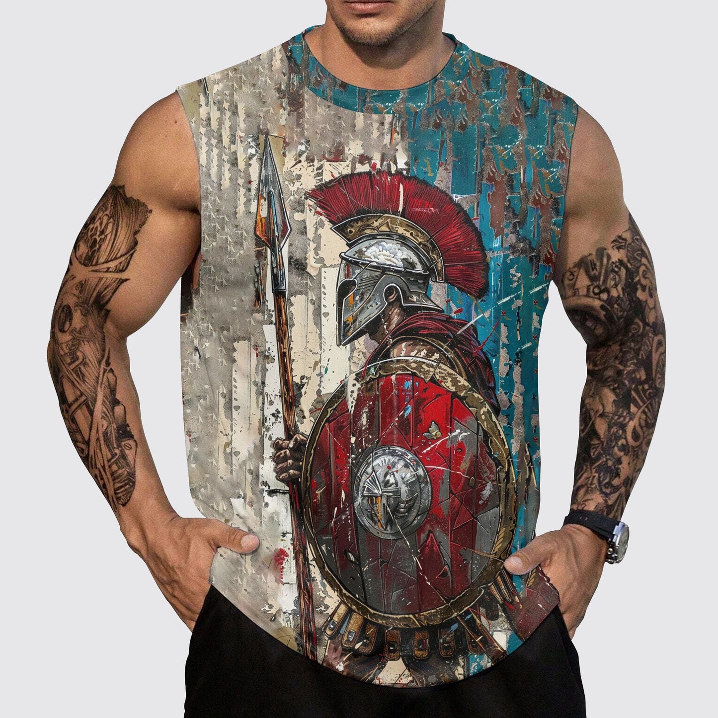 Warrior Spirit 3D Round Neck Tank Top- AA05442