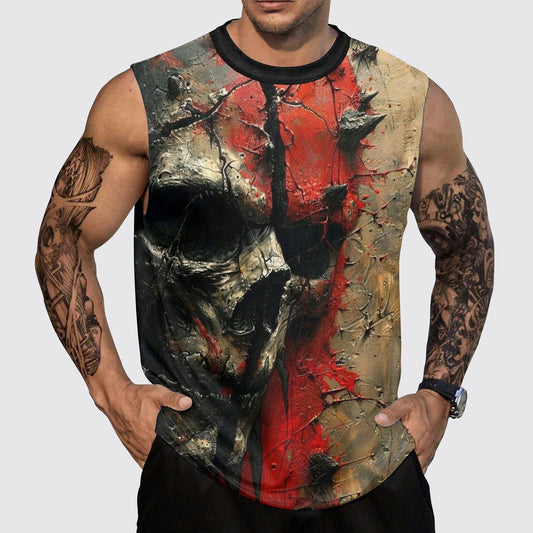 Skull 3D Round Neck Tank Top- AA05494