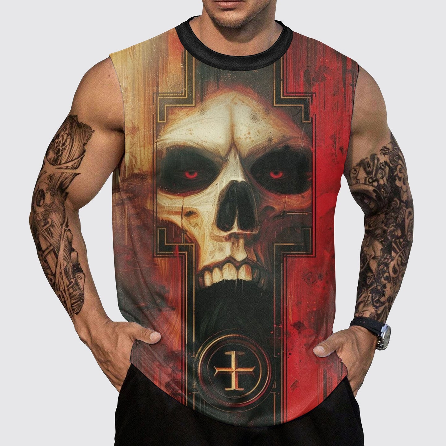 Skull 3D Round Neck Tank Top- AA05507