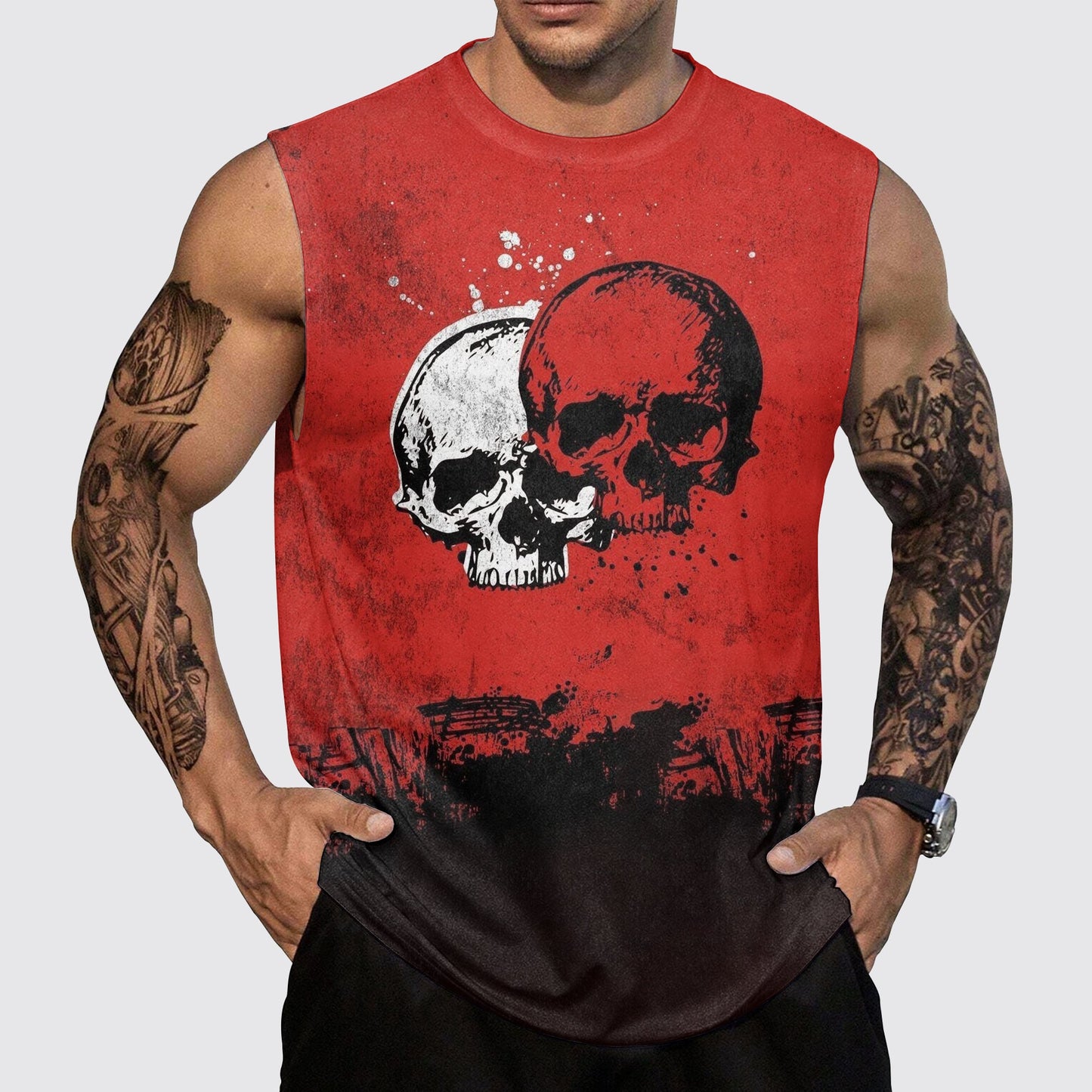 Skull 3D Round Neck Tank Top- AA05511