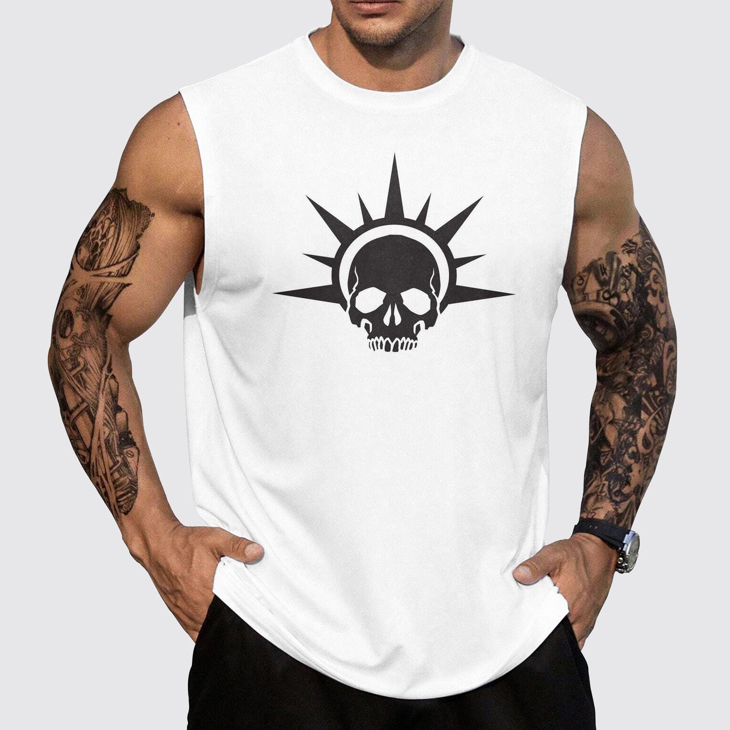 Skull 3D Round Neck Tank Top- AA05513