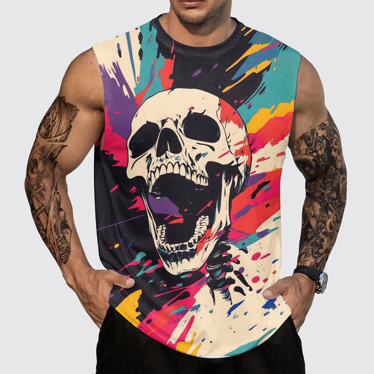 Skull 3D Round Neck Tank Top- AA05514