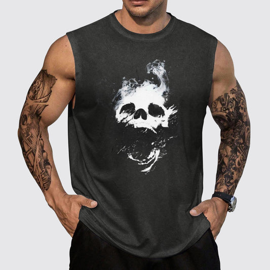 Skull 3D Round Neck Tank Top- AA05517