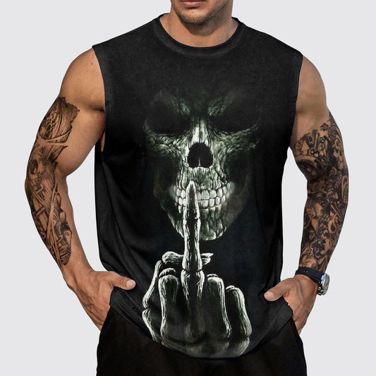 Skull 3D Round Neck Tank Top- AA05527