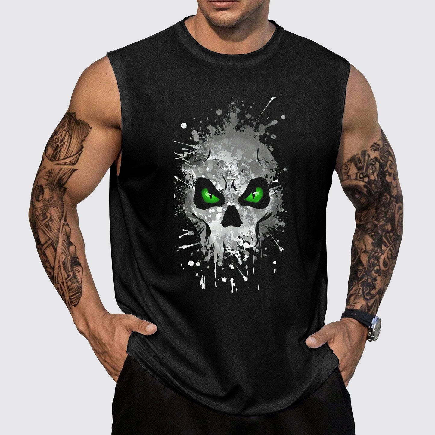 Skull 3D Round Neck Tank Top- AA05535