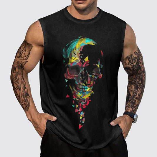 Skull 3D Round Neck Tank Top- AA05538