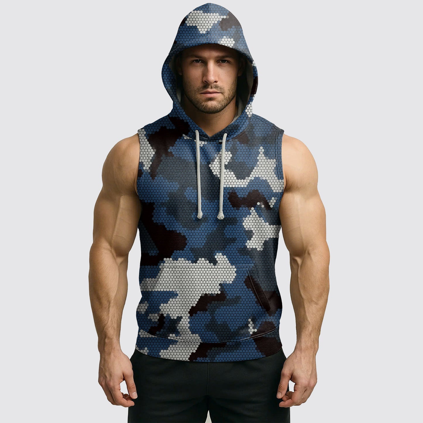 Men's Camo Sleeveless Hoodie- AA06558