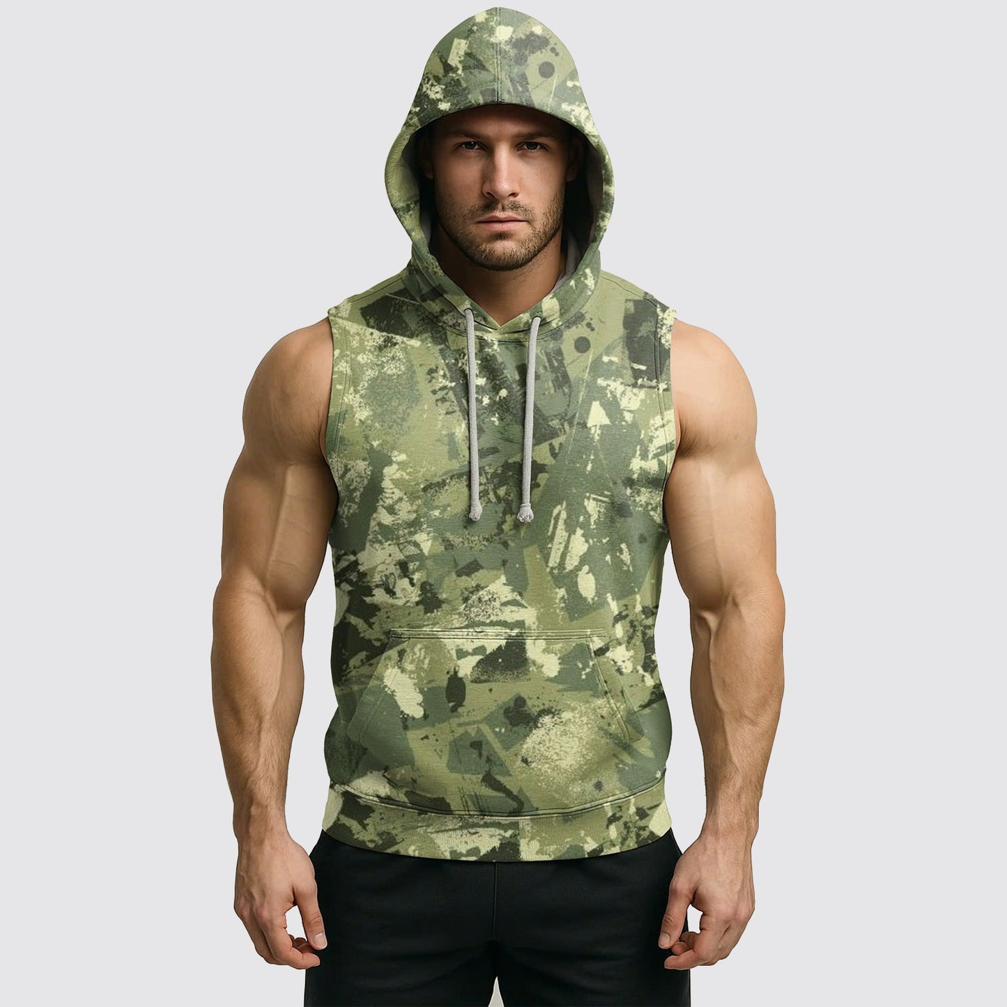 Men's Camo Sleeveless Hoodie- AA06584