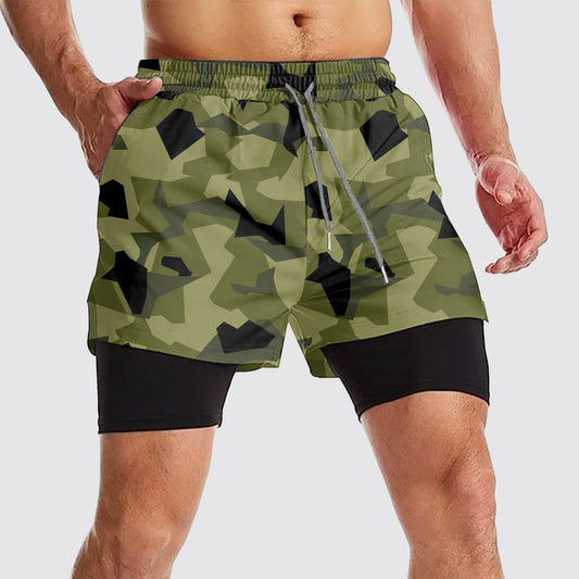 Camo Double Layer Performance Shorts- AA08156