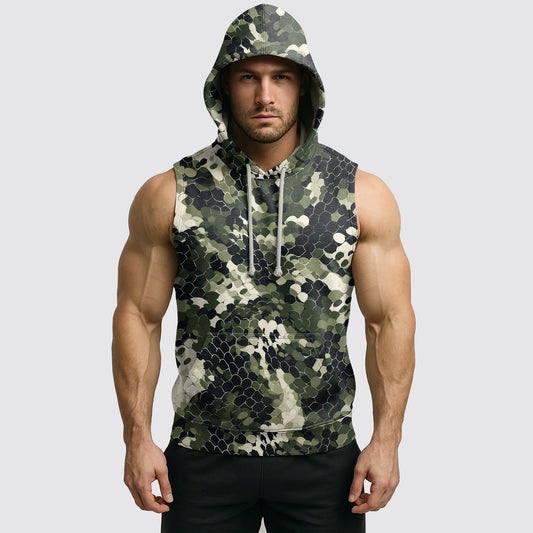 Men's Camo Sleeveless Hoodie- AA08257