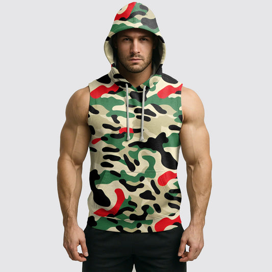 Men's Camo Sleeveless Hoodie- AA08282
