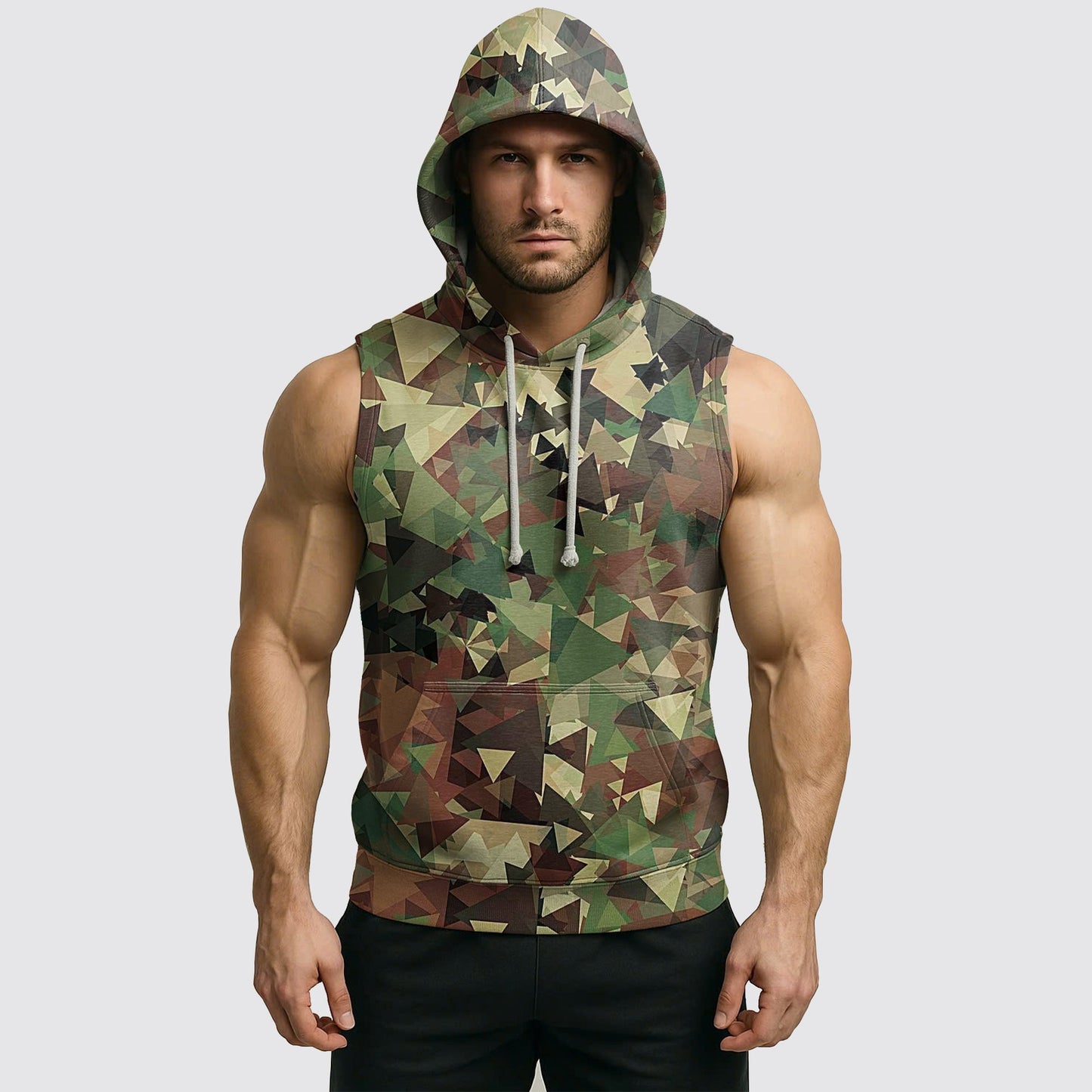 Men's Camo Sleeveless Hoodie- AA08293