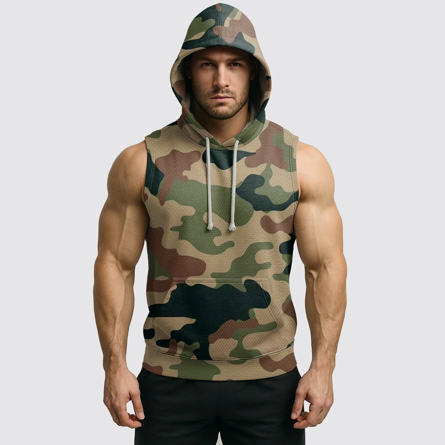 Men's Camo Sleeveless Hoodie- AA08294