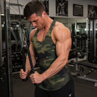 Camo Racerback Tank Top – Tactical Strength for Bodybuilders- AA07085