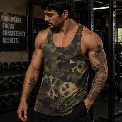 Camo Racerback Tank Top – Tactical Strength for Bodybuilders- AA07078
