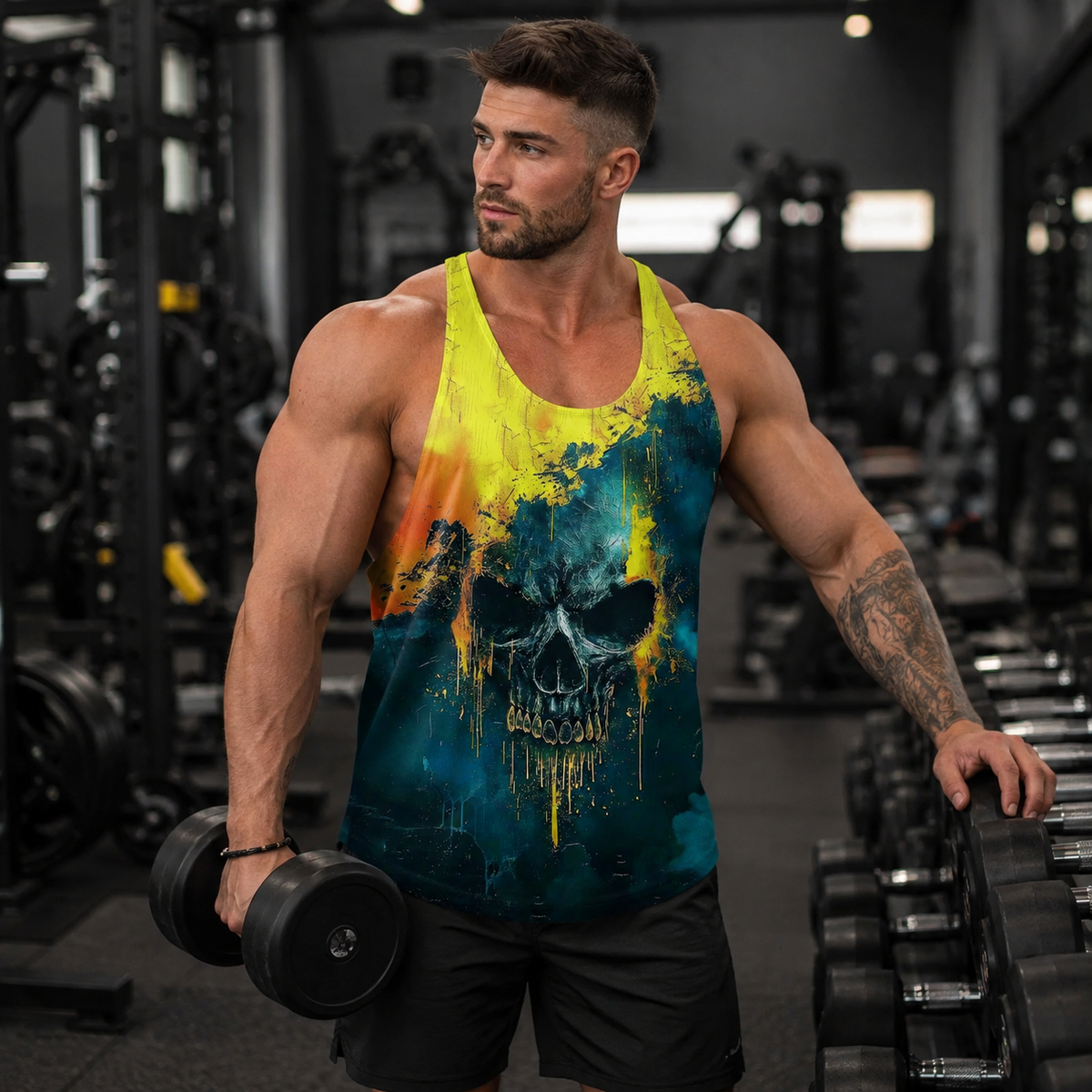 Skull Power Training Tank Top for Men- AA04787