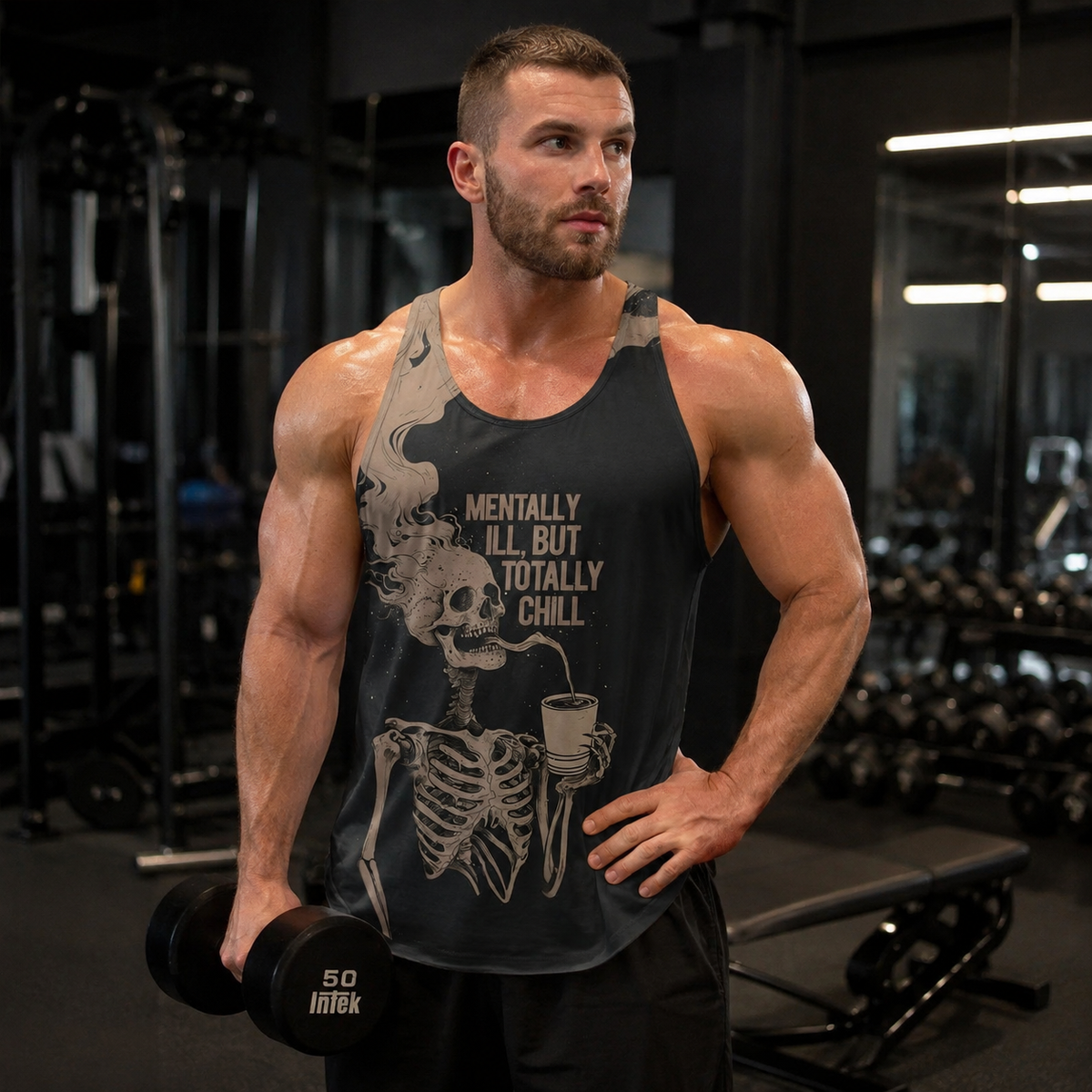 Skull Power Training Tank Top for Men- AA05653