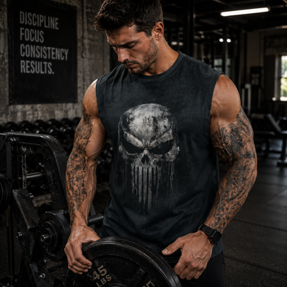 Skull 3D Round Neck Tank Top- AA05479