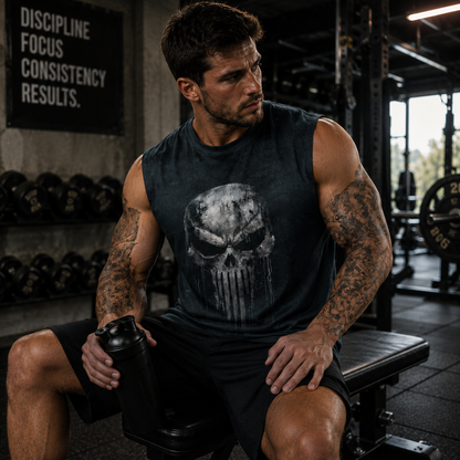 Skull 3D Round Neck Tank Top- AA05479