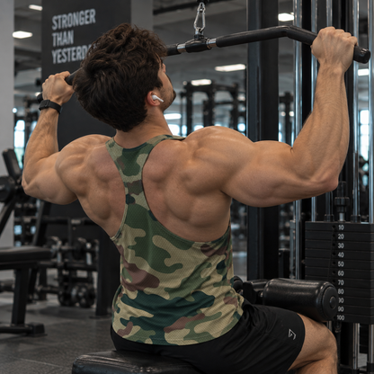 Camo Racerback Tank Top – Tactical Strength for Bodybuilders- AA07611