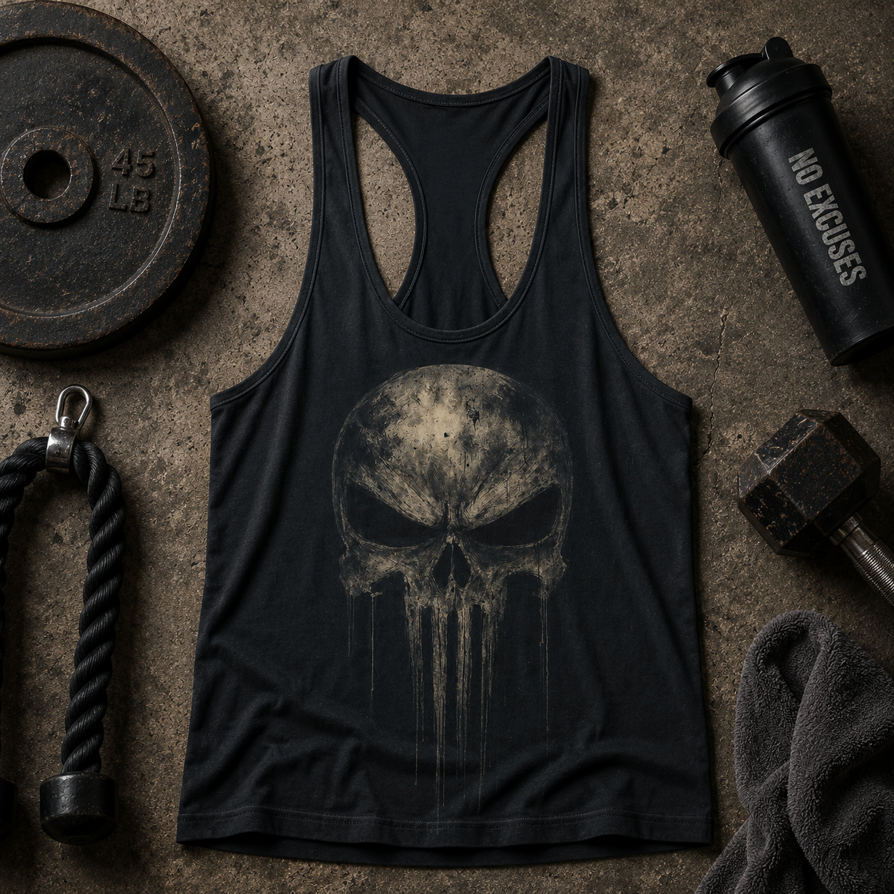 Skull 3D Racerback Tank Top- TT02319