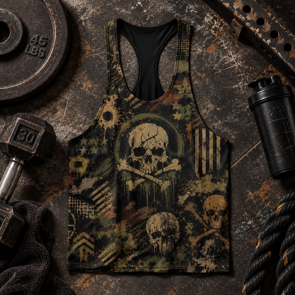 Camo Racerback Tank Top – Tactical Strength for Bodybuilders- TT03203