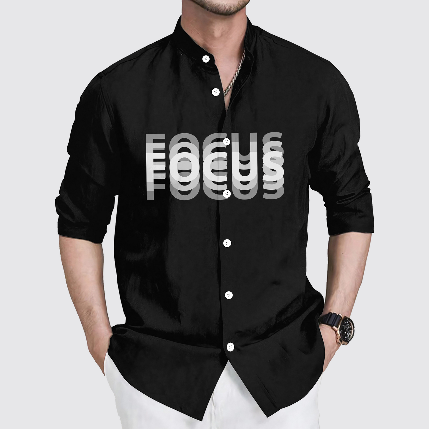 GymPro Stand Collar Button Shirt- TT00787