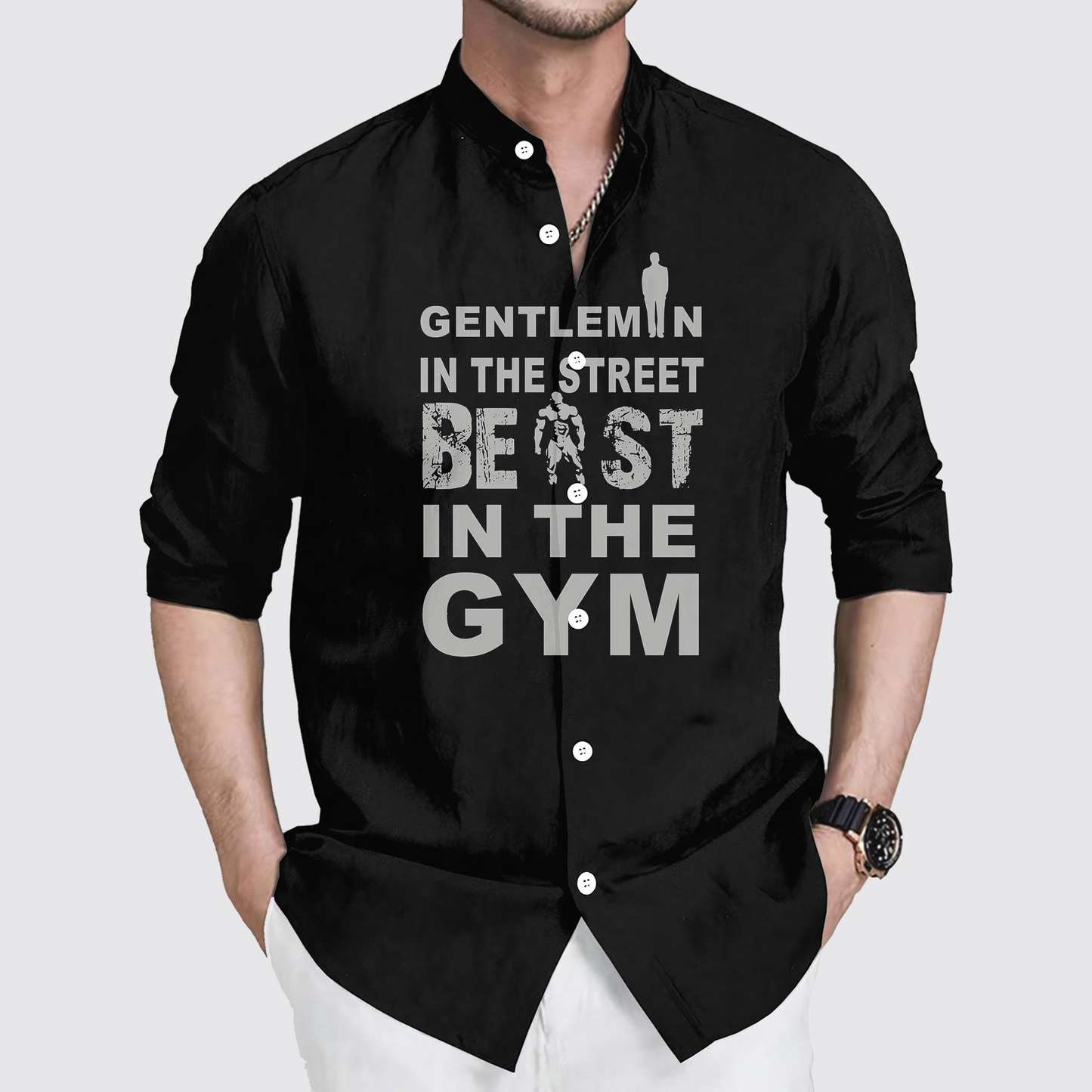 GymPro Stand Collar Button Shirt- TT00796