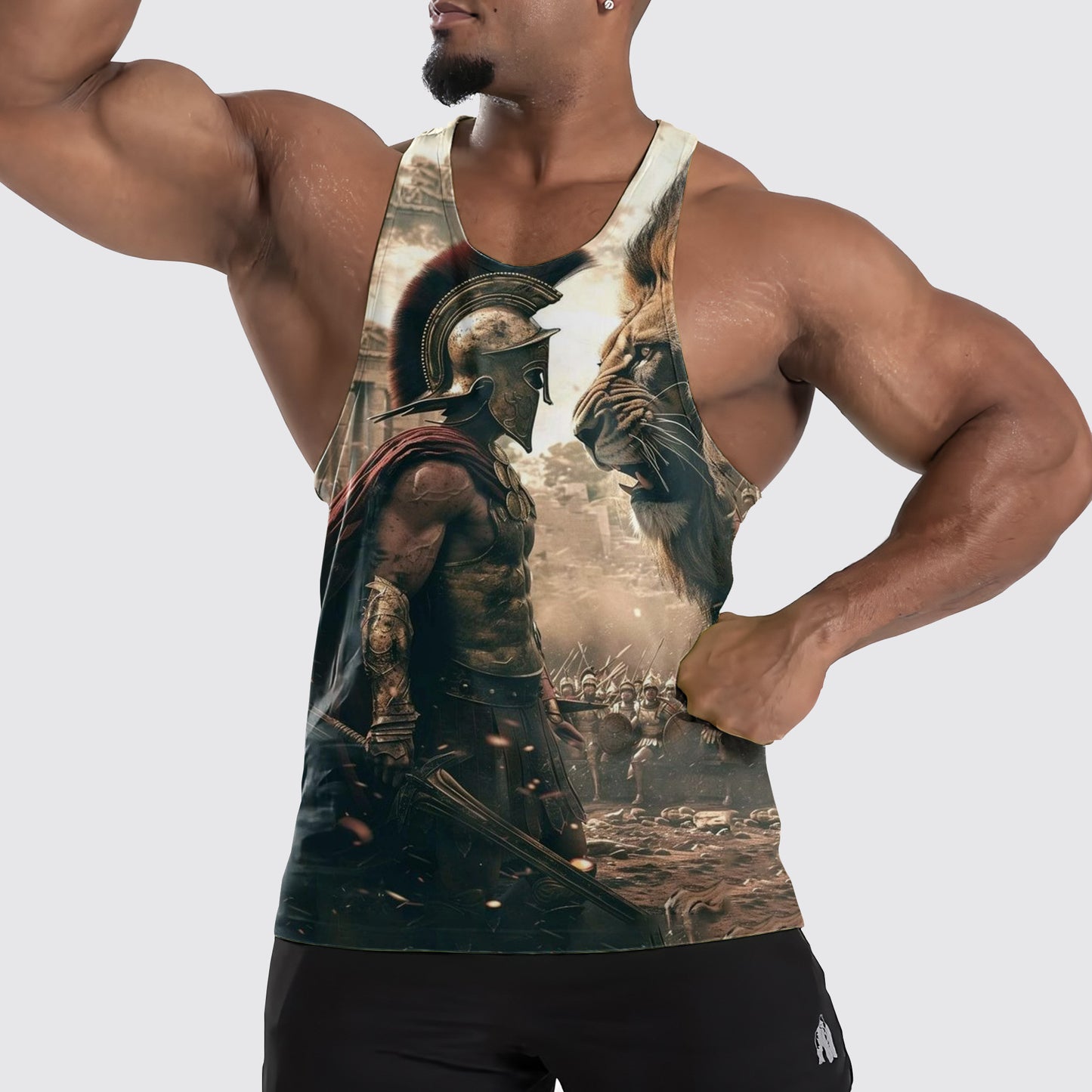 Warrior Spirit 3D Tank Top – Fierce Battle Artwork for Gym Warriors- TT01533