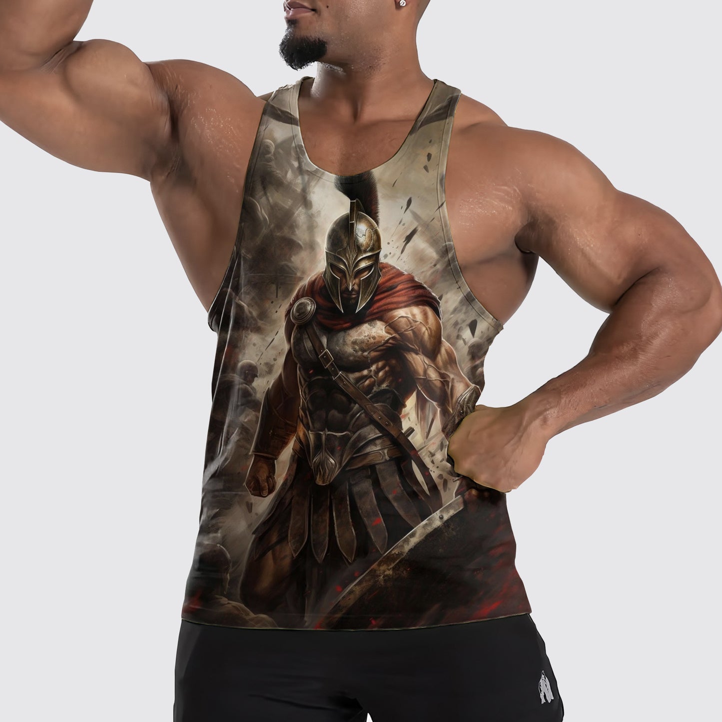 Warrior Spirit 3D Tank Top – Fierce Battle Artwork for Gym Warriors- TT01535