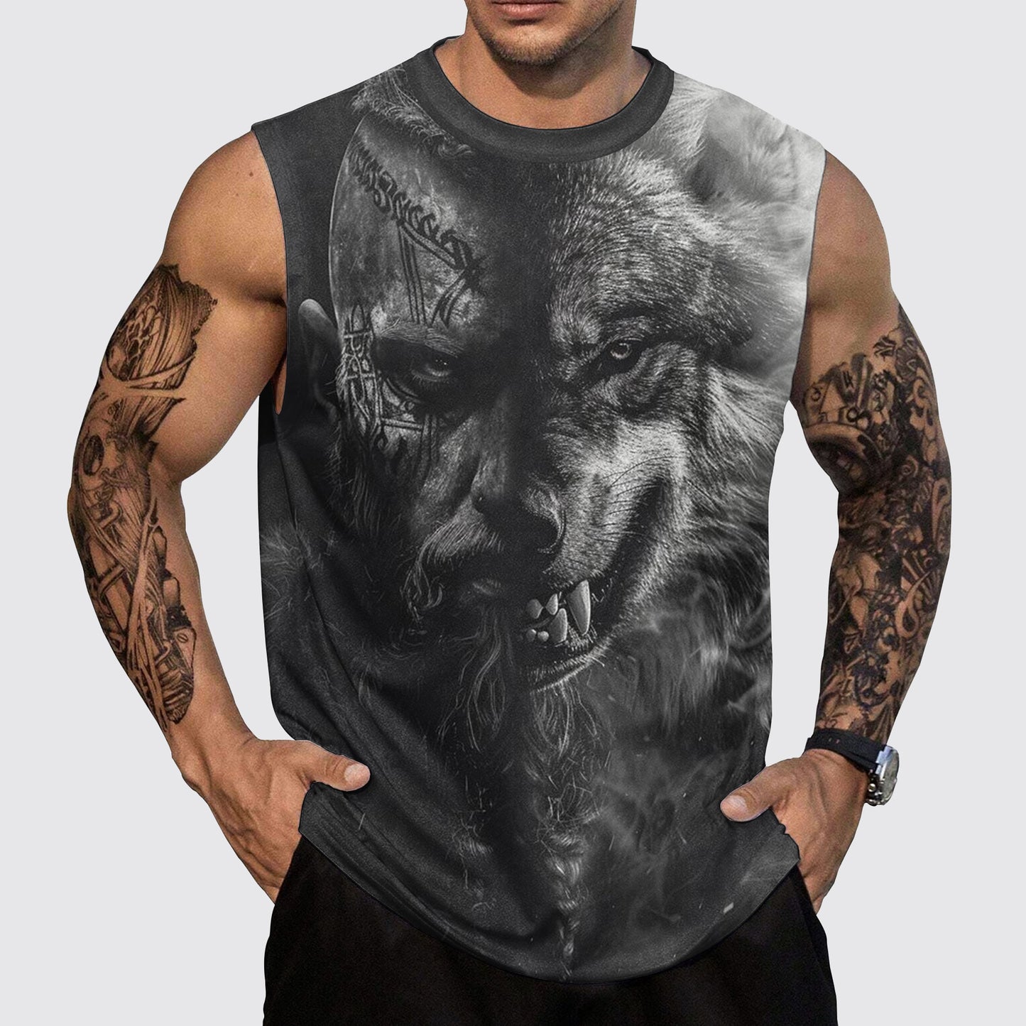 Wolf Round Neck Tank Top – Untamed Spirit Edition- TT01746