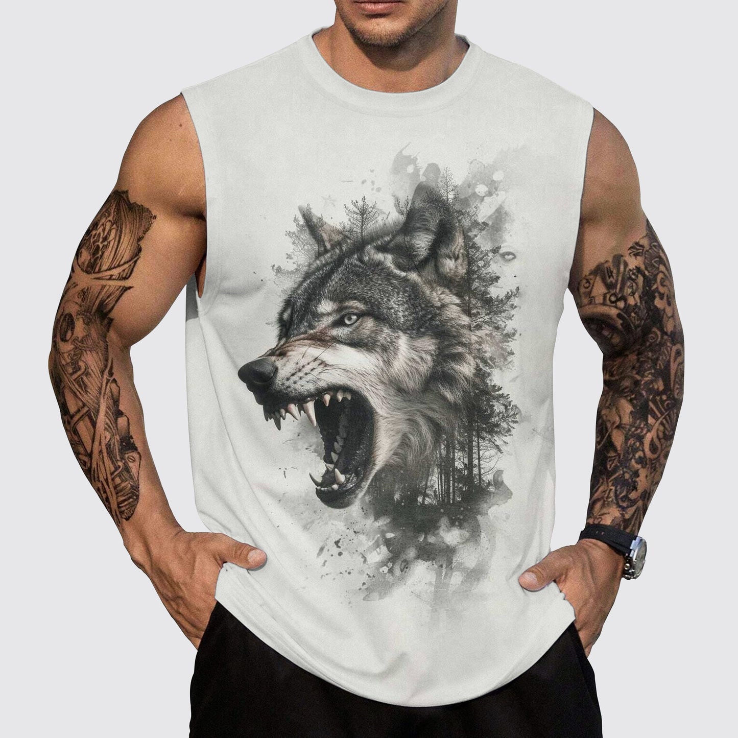 Wolf Round Neck Tank Top – Untamed Spirit Edition- TT01751