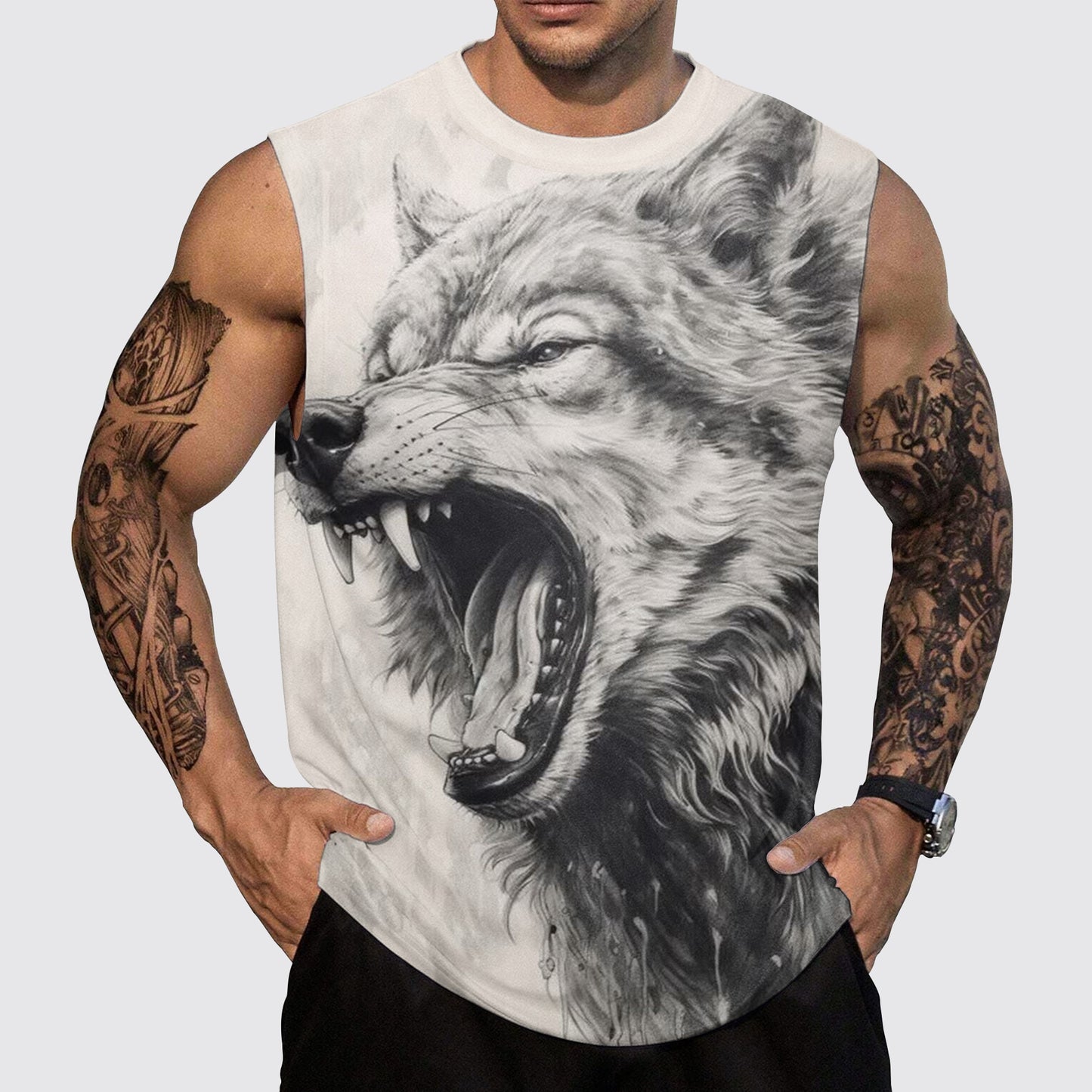 Wolf Round Neck Tank Top – Untamed Spirit Edition- TT01754