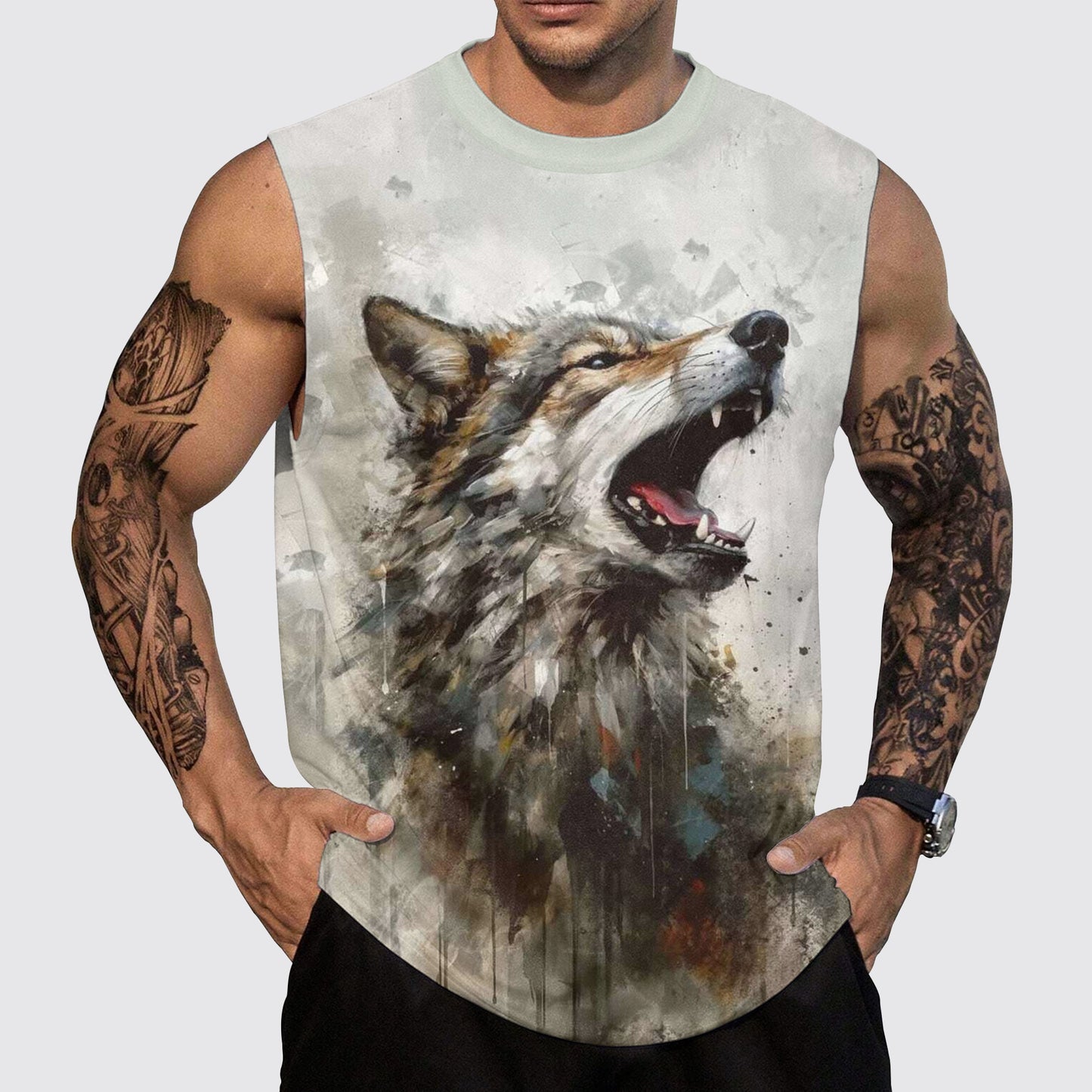 Wolf Round Neck Tank Top – Untamed Spirit Edition- TT01760